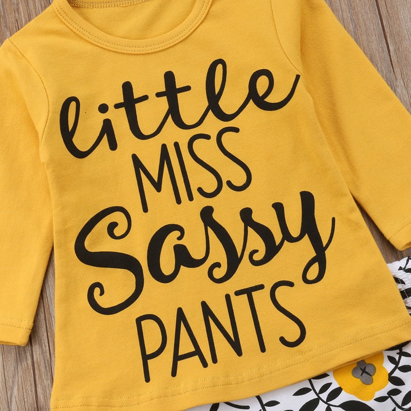 "Little Miss Sassy" Long Sleeve + Floral Pants